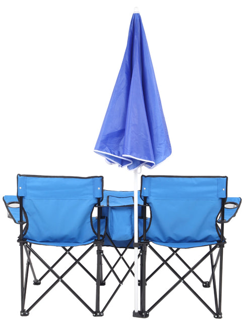 Load image into Gallery viewer, Portable Outdoor 2-Seat Folding Chair with Removable Sun Umbrella
