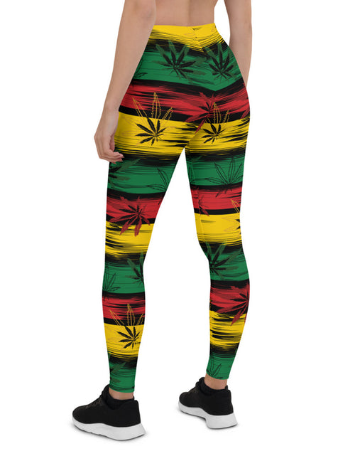 Load image into Gallery viewer, Womens Reggae and Cannabis Leggings
