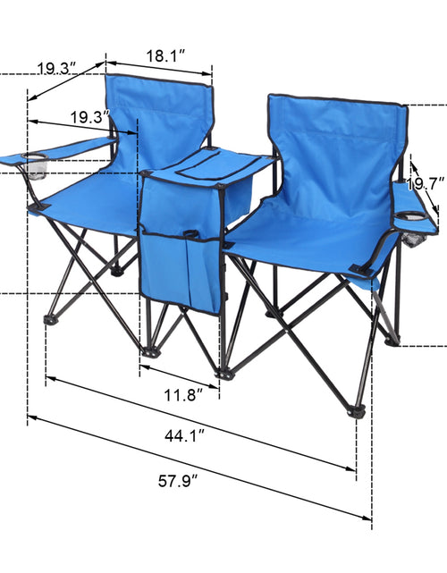 Load image into Gallery viewer, Portable Outdoor 2-Seat Folding Chair with Removable Sun Umbrella
