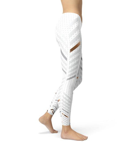 Womens White Stripes Leggings