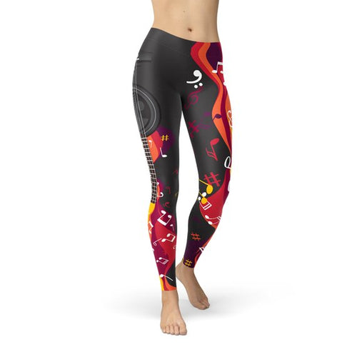 Load image into Gallery viewer, Guitar and Music Note Leggings
