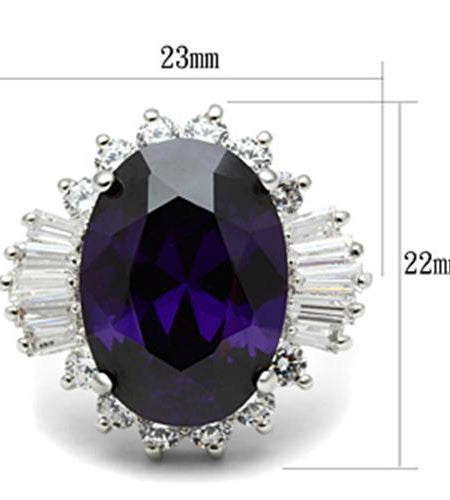 SS001 - Silver 925 Sterling Silver Ring with AAA Grade CZ  in Amethyst