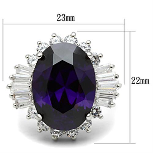 Load image into Gallery viewer, SS001 - Silver 925 Sterling Silver Ring with AAA Grade CZ  in Amethyst
