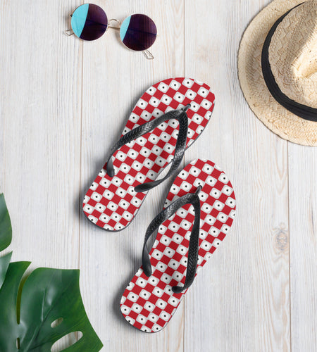 Red Chequered Pattern Flip-Flops