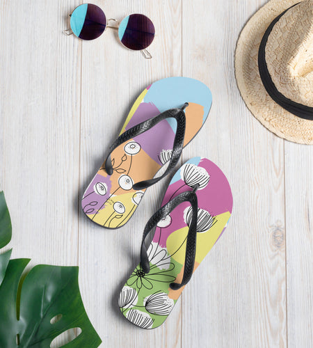 Pretty Pastel Flower Print Flip-Flops