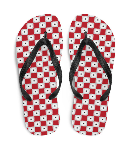 Red Chequered Pattern Flip-Flops