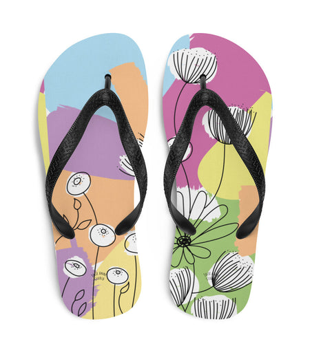 Pretty Pastel Flower Print Flip-Flops