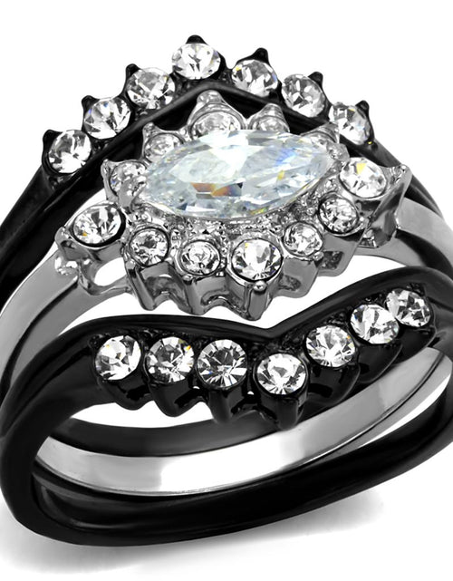 Load image into Gallery viewer, TK2188 - Two-Tone IP Black Stainless Steel Ring with AAA Grade CZ  in
