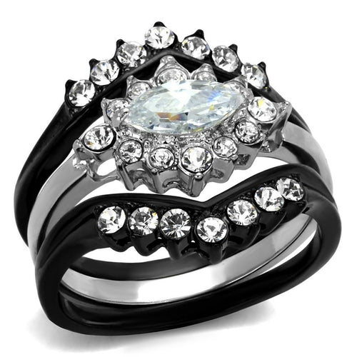 Load image into Gallery viewer, TK2188 - Two-Tone IP Black Stainless Steel Ring with AAA Grade CZ  in
